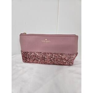 Kate Spade EUC Little Shiloh All That Glitters Cosmetic Makeup bag pink peony